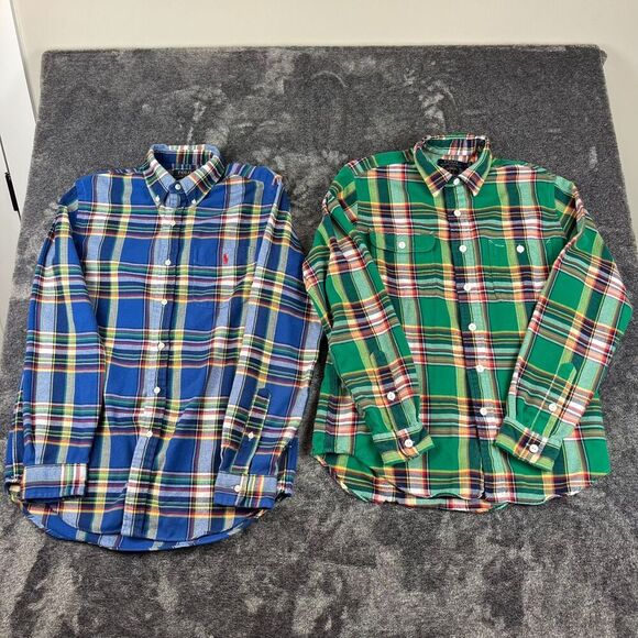 Polo Ralph Lauren Performance Classic Fit Flannel Plaid Bundle Of 2 Men's M - Picture 1 of 12